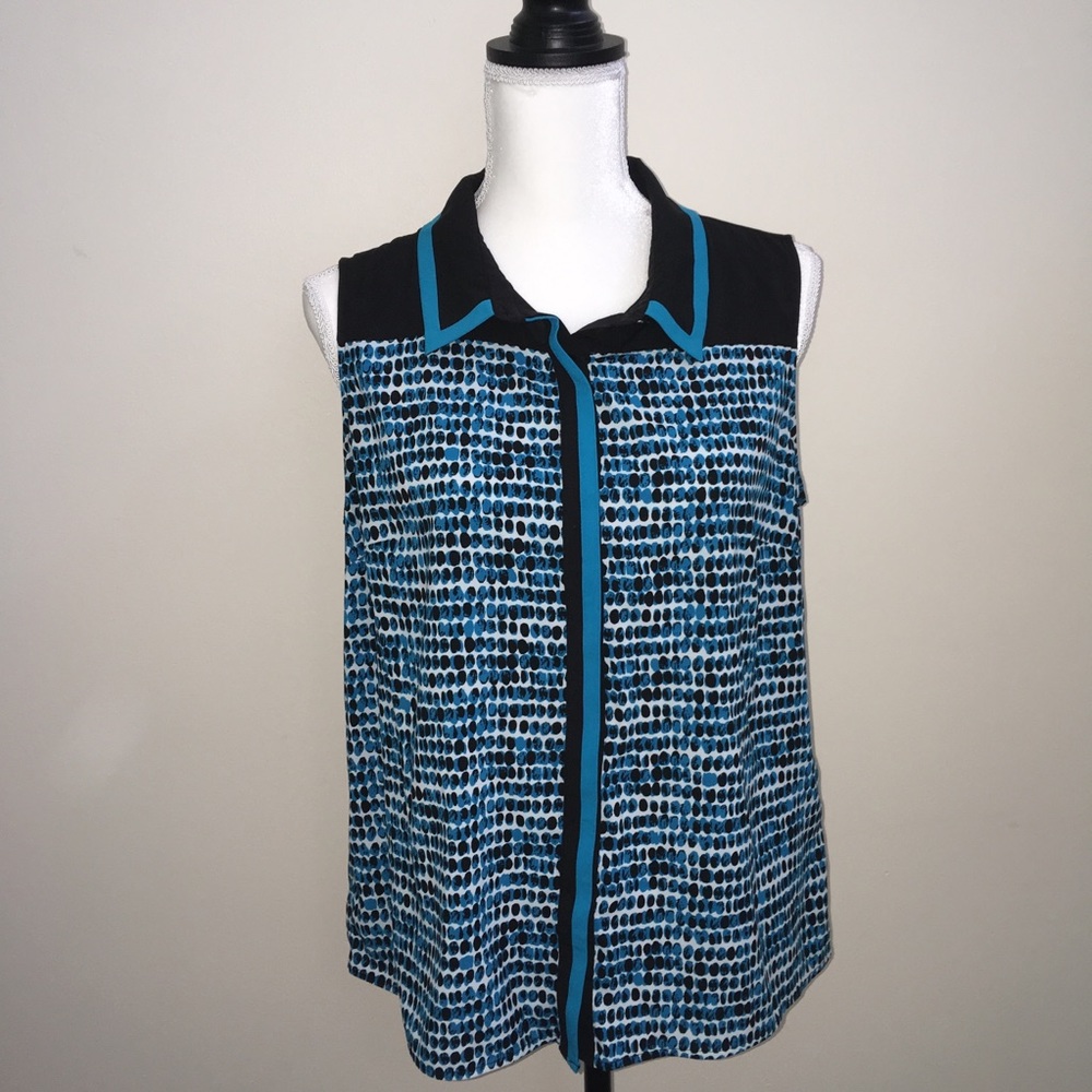 Calvin Klein blue and black collared tank top